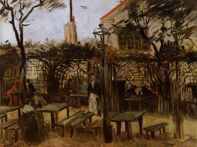 Outdoor café scene painting
