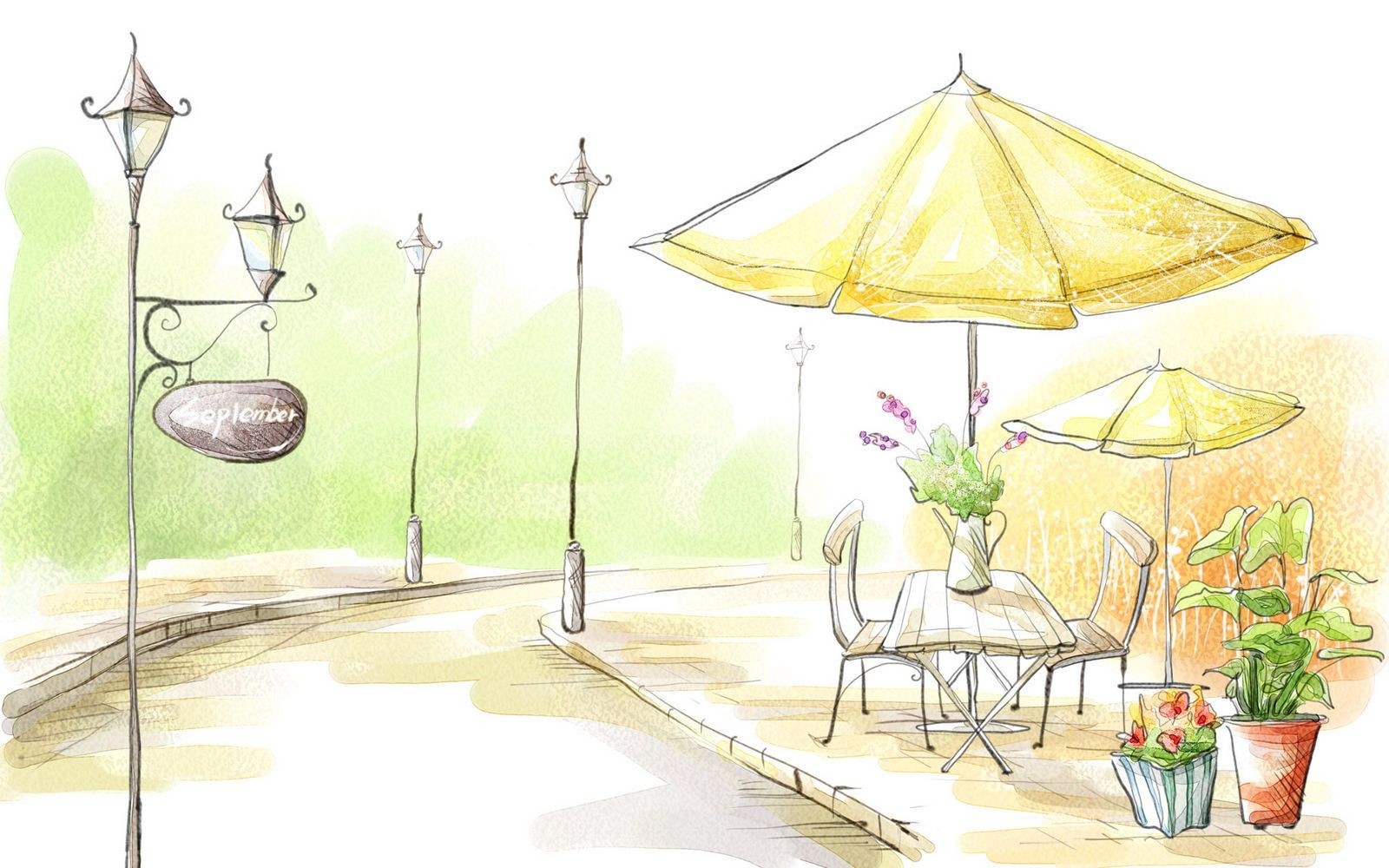 Outdoor café sketch