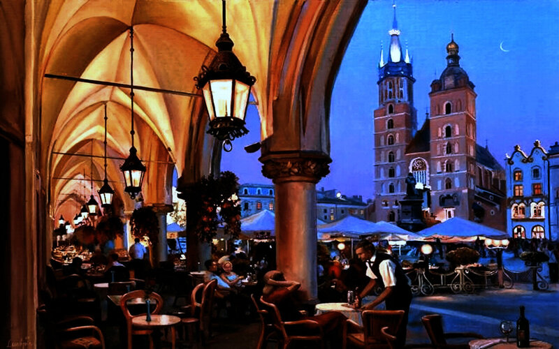 Outdoor Cafe at Night