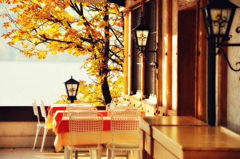 Outdoor Cafe by Lake