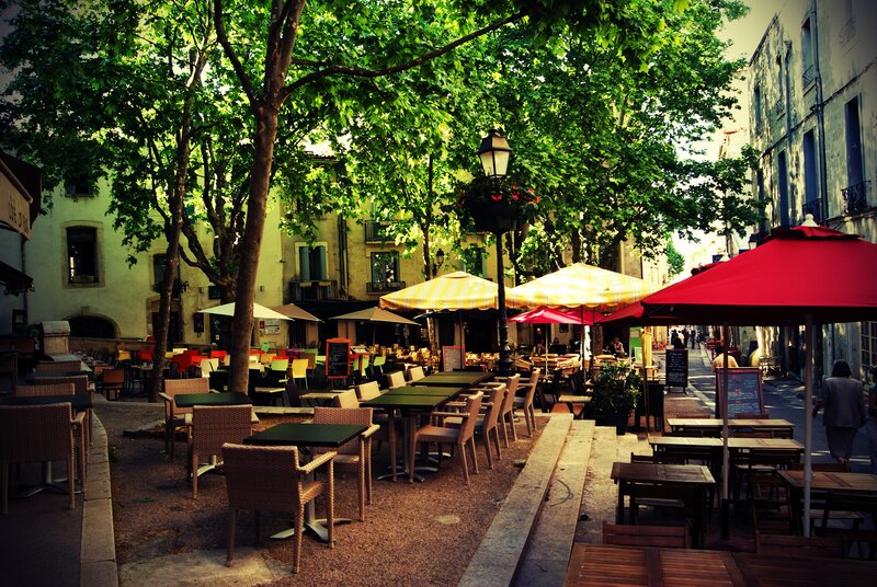 Outdoor cafe in a European town