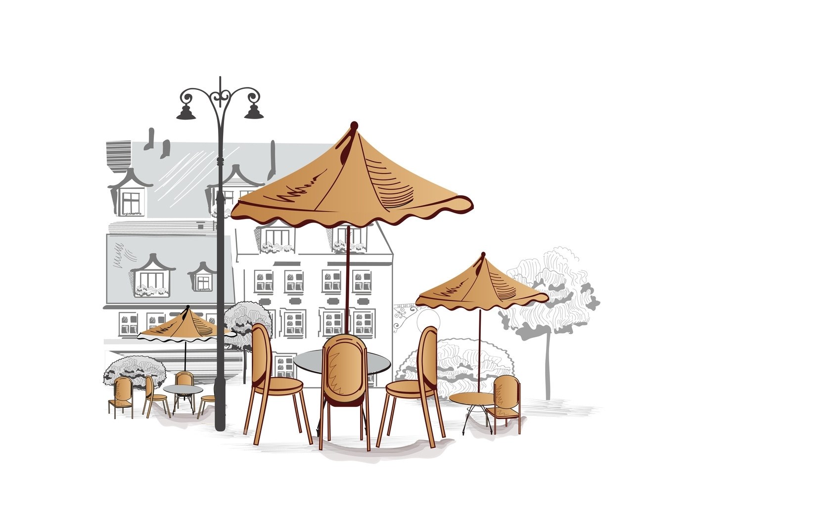 Outdoor cafe scene illustration
