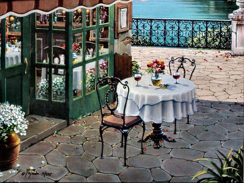 Outdoor Cafe Table — Green