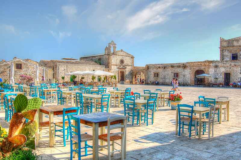 Outdoor Cafe Tables — Blue, Serene