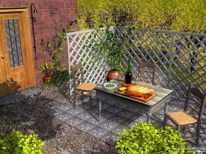 Outdoor dining patio scene