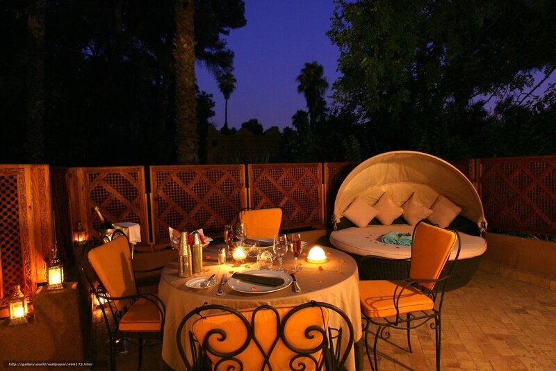 Outdoor Dining Table at Night