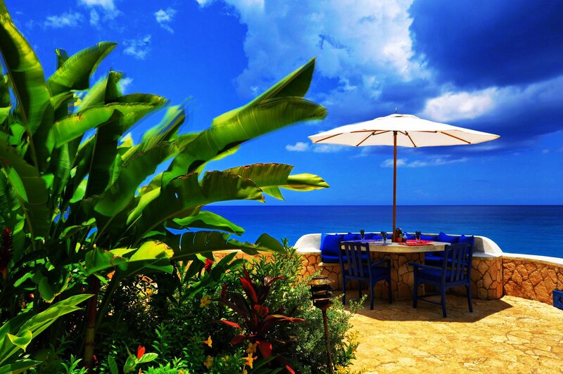 Outdoor Dining Table — Blue, Serene, Afternoon