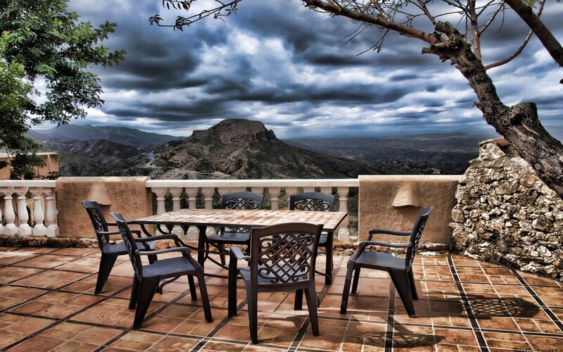 Outdoor Dining Table — Brown, Dramatic