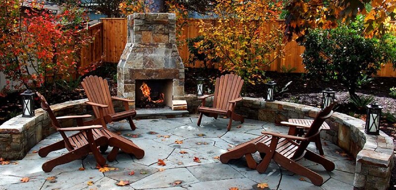 Outdoor Fireplace Patio — Brown, Cozy, Autumn