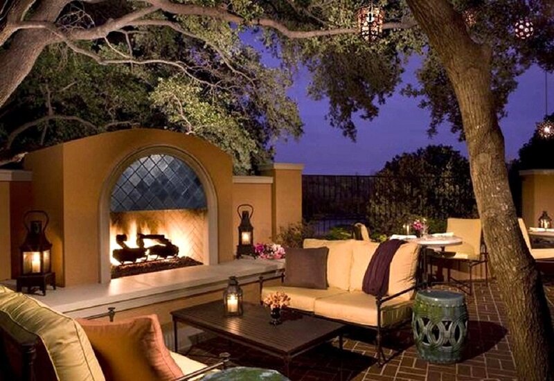 Outdoor Fireplace Patio — Brown, Cozy