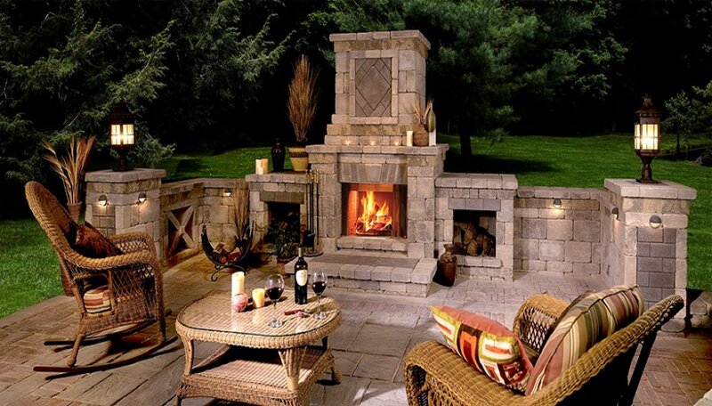 Outdoor Fireplace Patio — Brown