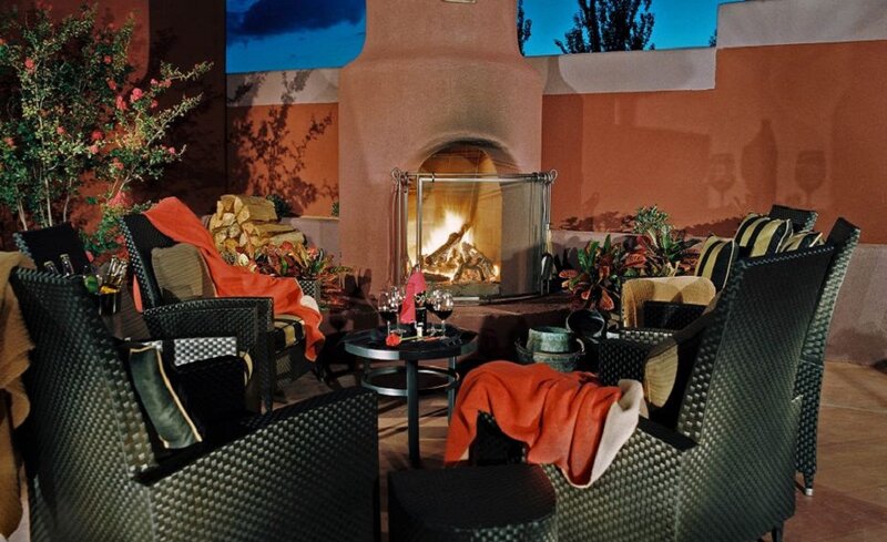 Outdoor Fireplace Seating — Brown