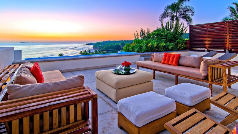 Outdoor Lounge Area — Blue, Serene, Sunset