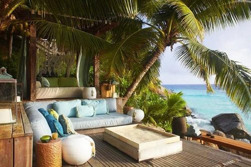 Outdoor Lounge by Ocean — Blue, Serene, Afternoon