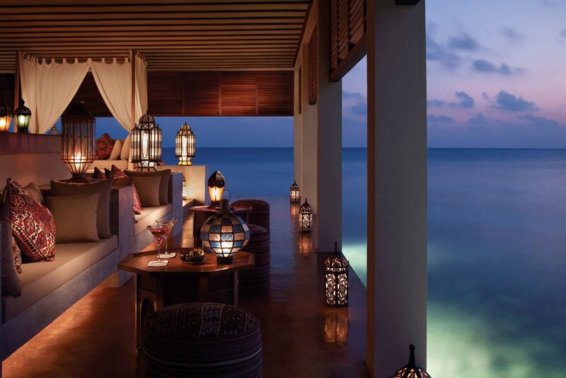 Outdoor Lounge by Ocean — Blue, Serene, Night
