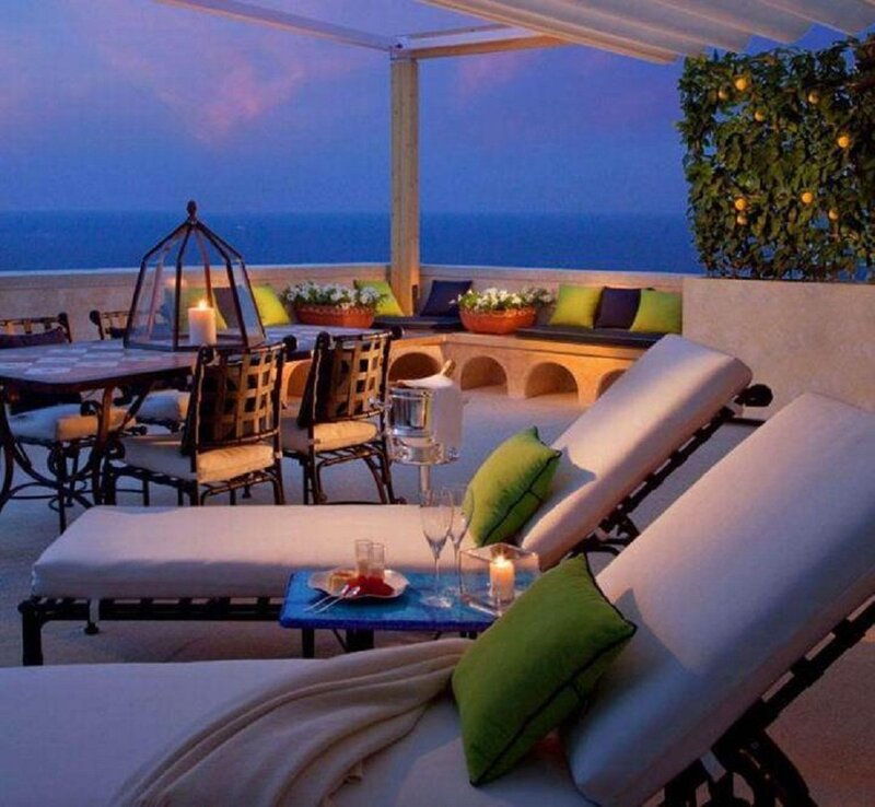 Outdoor Lounge by Ocean — Blue
