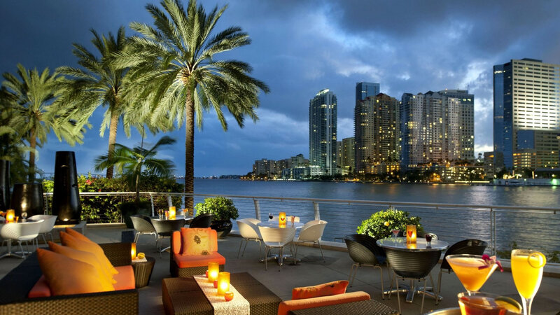 Outdoor Lounge by Water — Blue, Dramatic