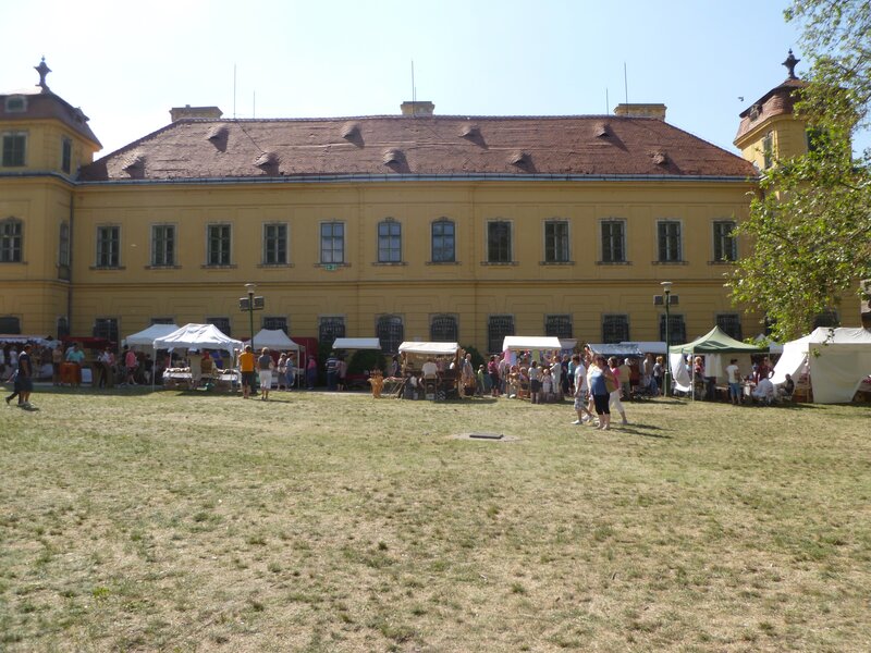 Outdoor market at a historic building