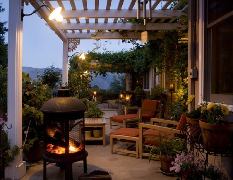 Outdoor Patio at Dusk