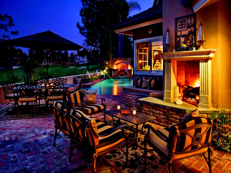 Outdoor Patio at Night — Blue, Cozy