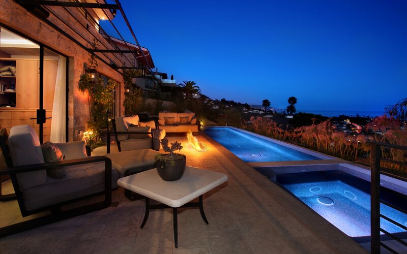 Outdoor Patio at Night — Blue, Serene