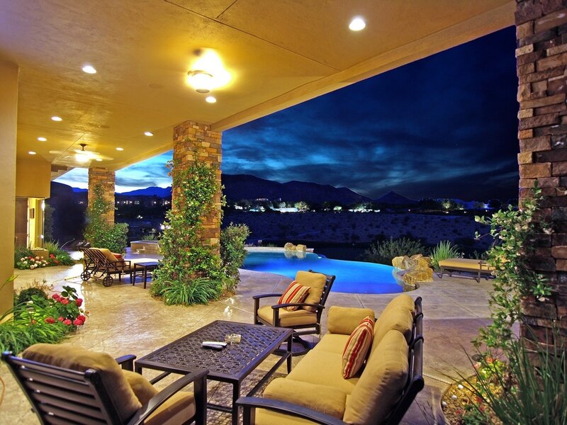 Outdoor Patio at Night — Blue