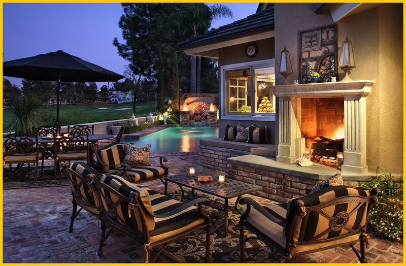 Outdoor Patio at Night — Brown, Cozy