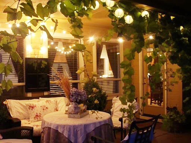 Outdoor Patio at Night — Yellow