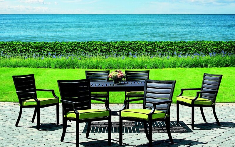 Outdoor patio set by the ocean