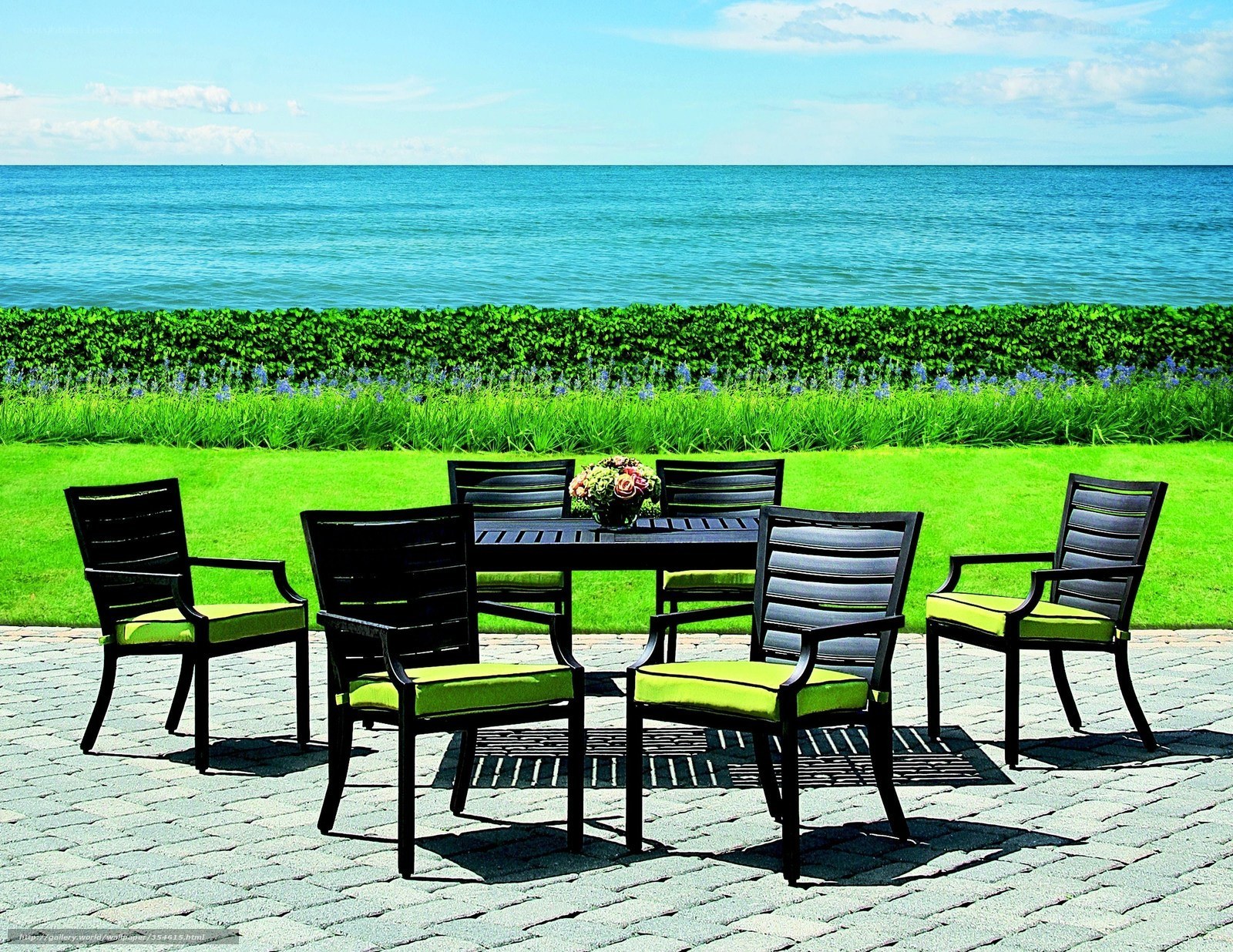 Outdoor patio set by the sea