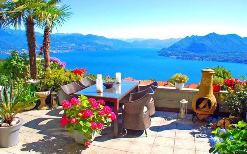 Outdoor Patio with Lake View — Blue, Serene