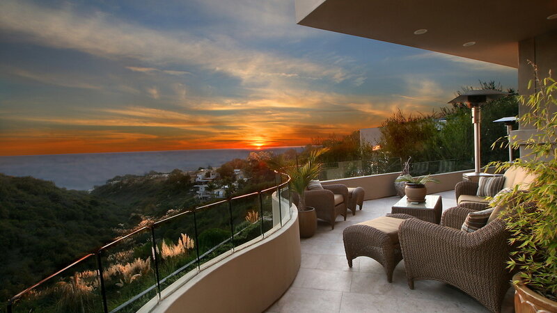 Outdoor Patio with Ocean View — Orange, Serene, Sunset