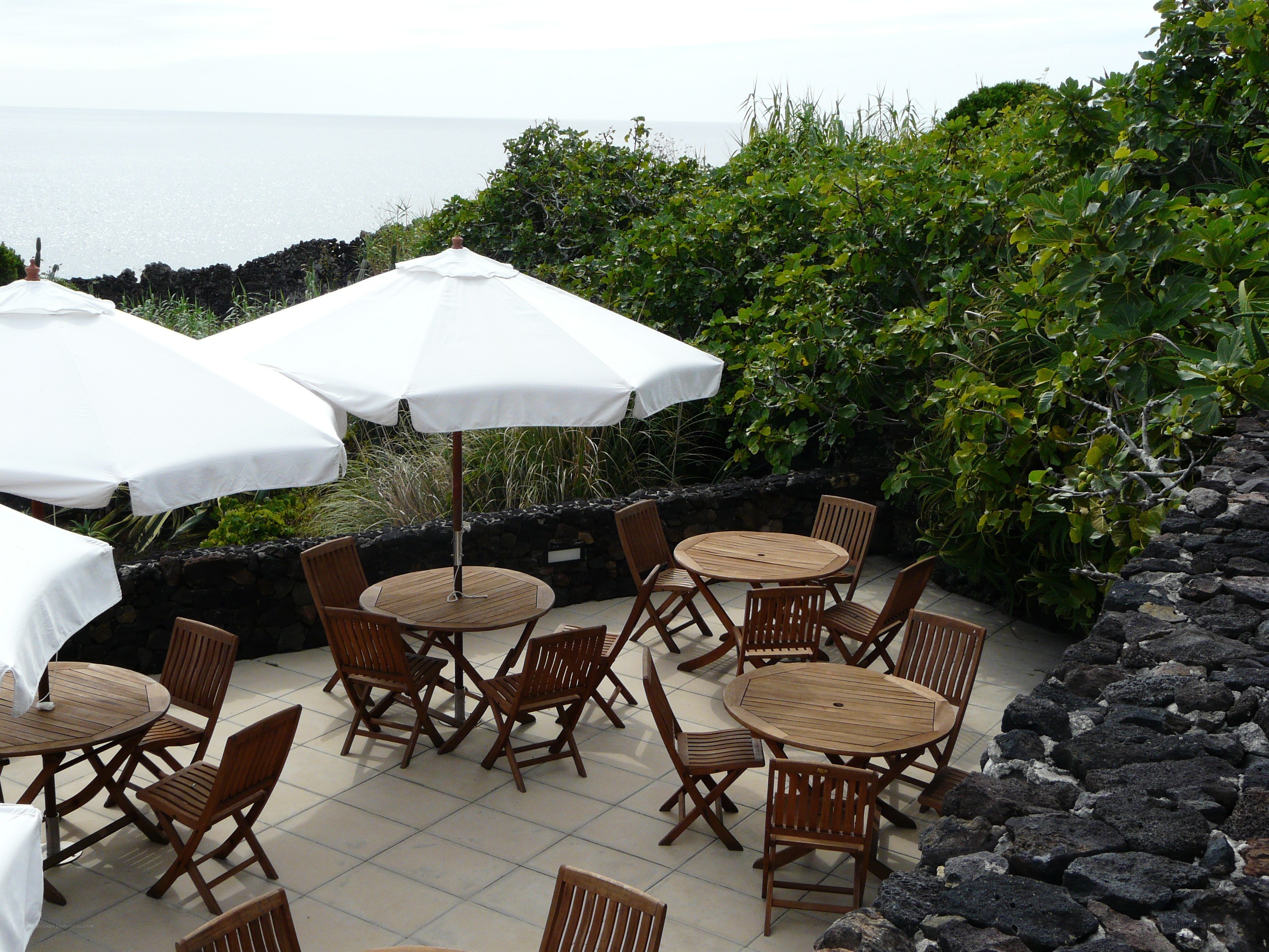 Outdoor patio with ocean view