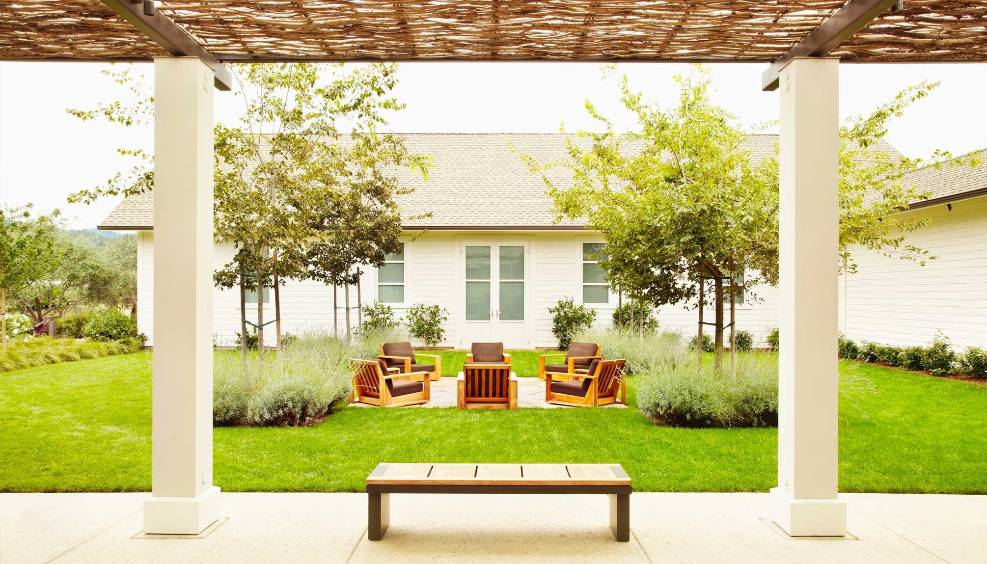 Outdoor patio with seating area