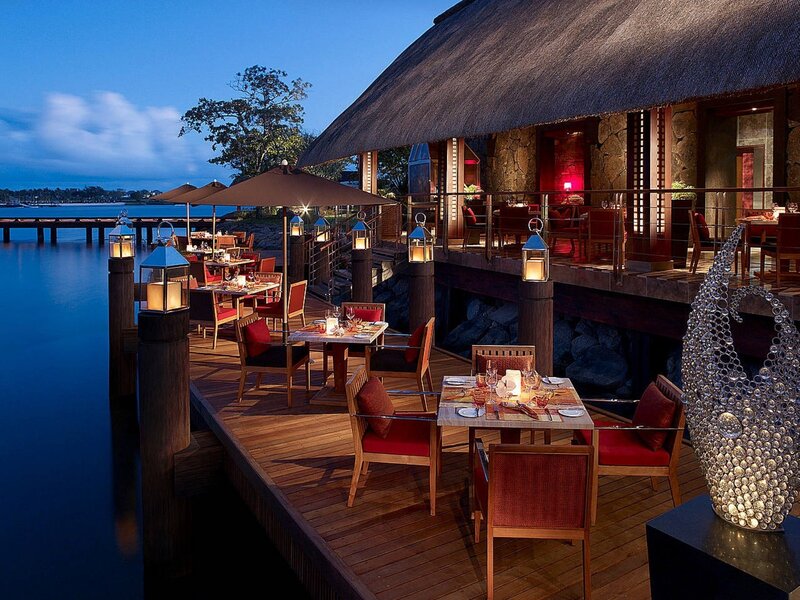 Outdoor Restaurant at Dusk — Blue