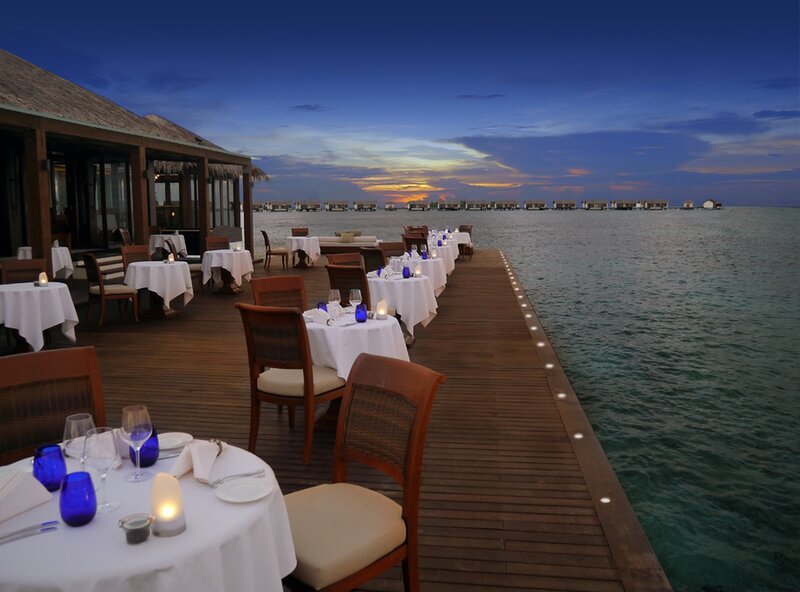 Outdoor Restaurant at Sunset — Blue