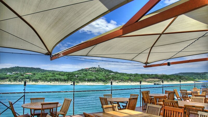 Outdoor Restaurant Seating — Blue, Serene