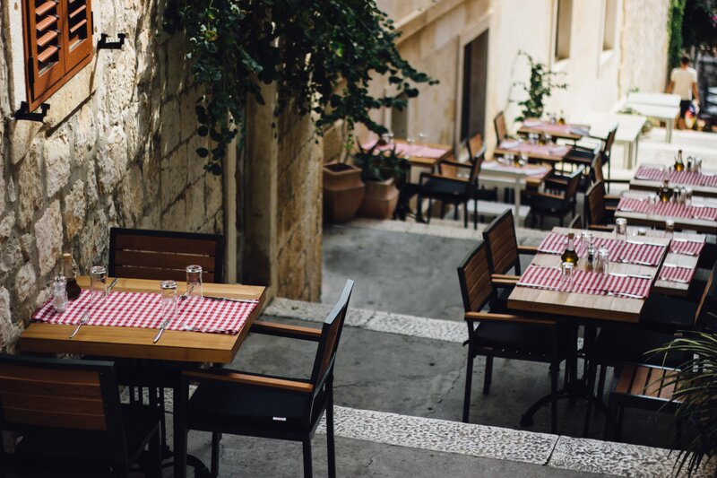 Outdoor Restaurant Tables — Brown, Calm