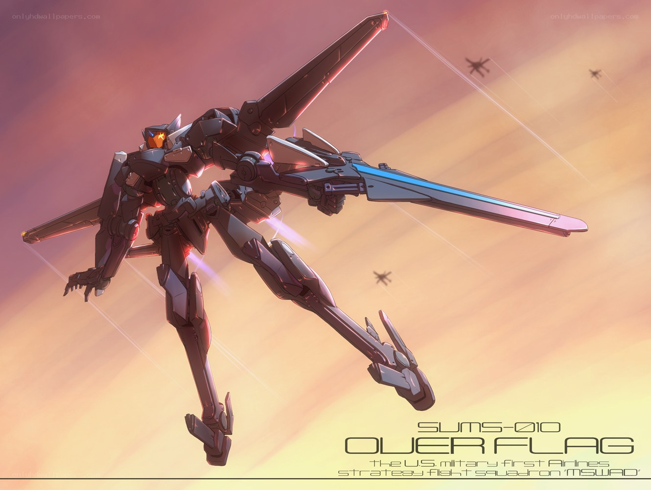 Over Flag mecha in flight