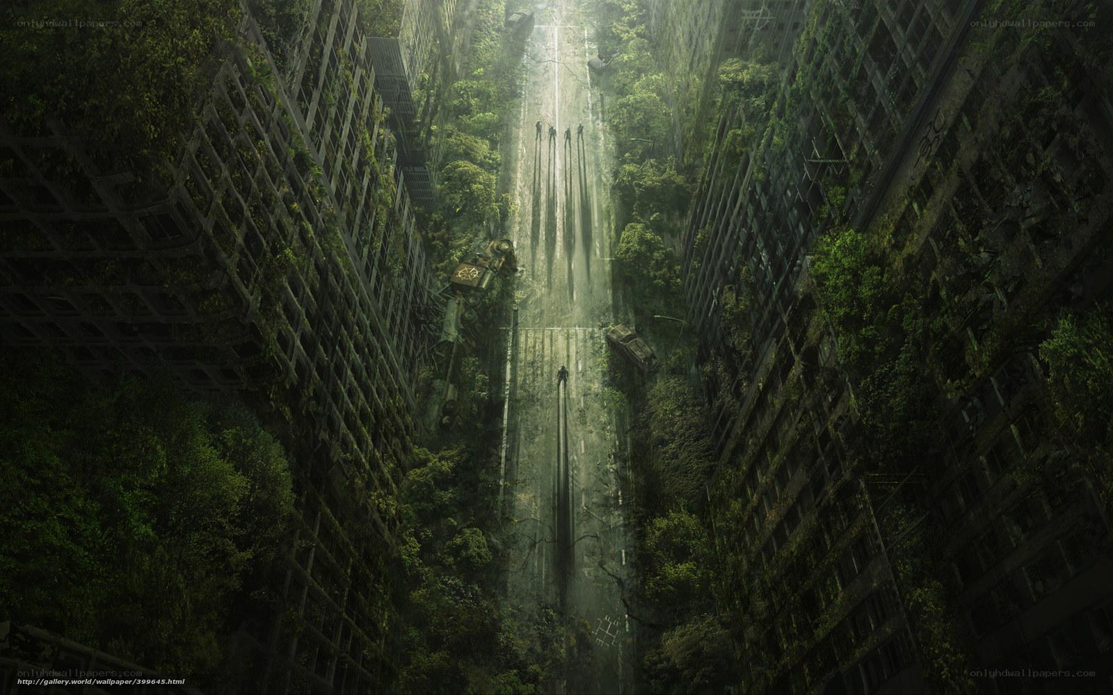 Overgrown city ruins