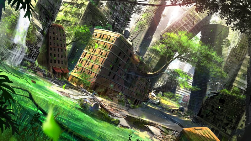 Overgrown City Ruins — Green, Dramatic