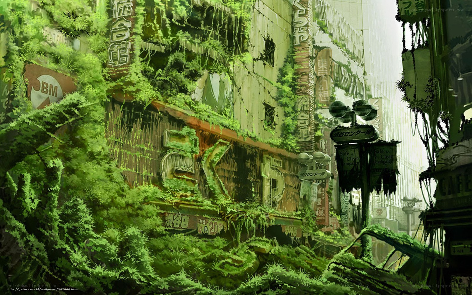 overgrown city ruins