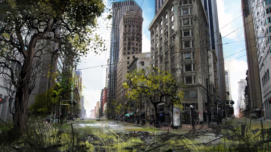 Overgrown city street