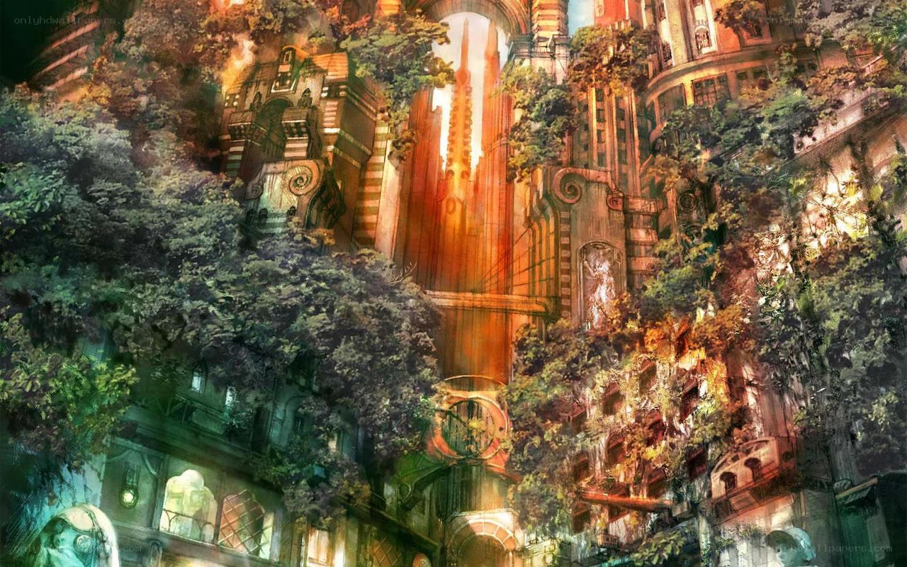 overgrown cityscape artwork