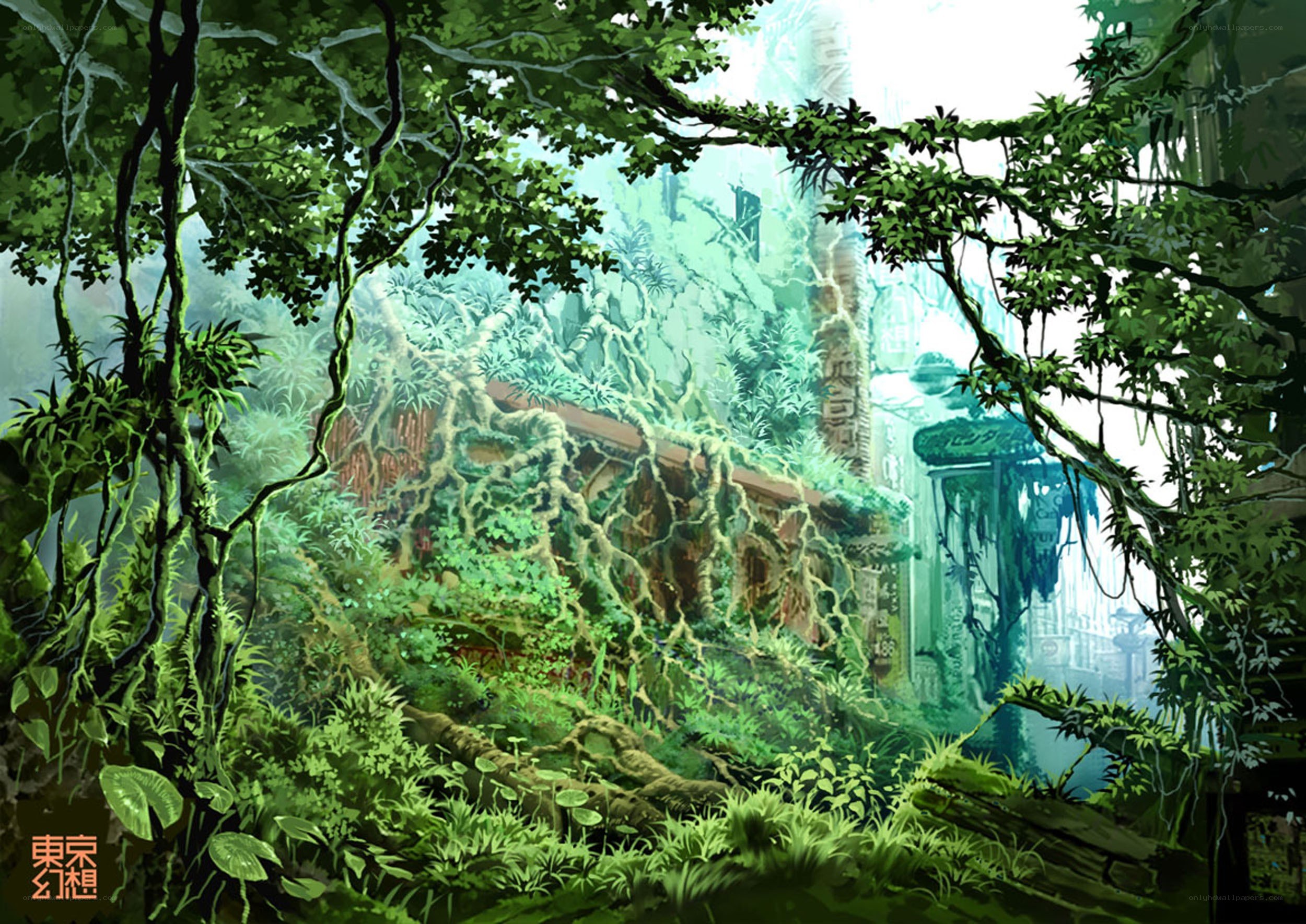 overgrown jungle ruins
