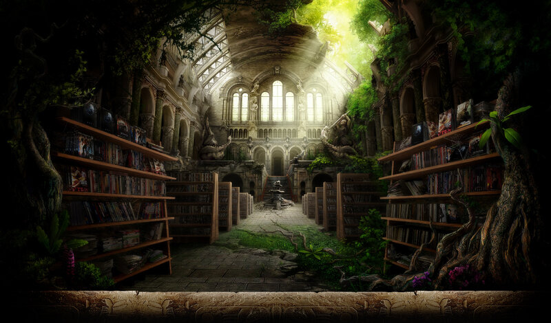 Overgrown Library Hall — Green