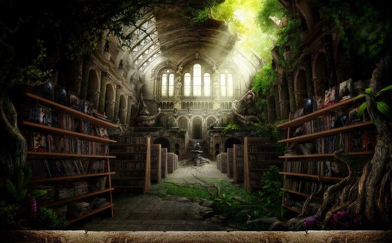 Overgrown Library Hall