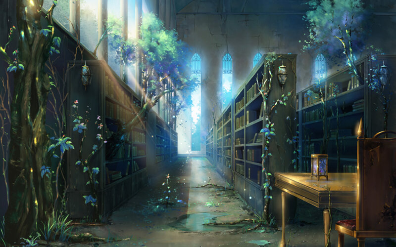 Overgrown Library Hallway