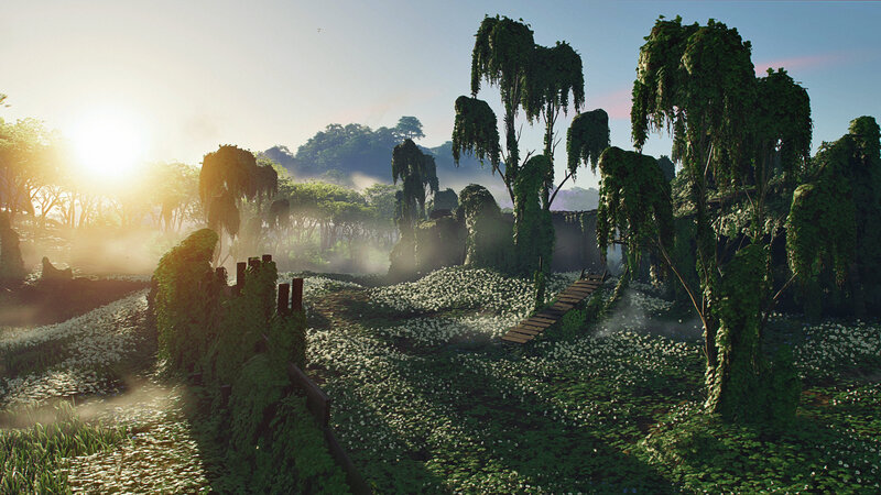 Overgrown Ruins with Flowers
