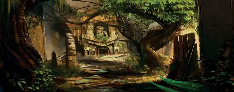 Overgrown temple ruins